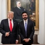 President Donald Trump and NYC Mayor Zohran Mamdani speaking to reporters outside Gracie Mansion